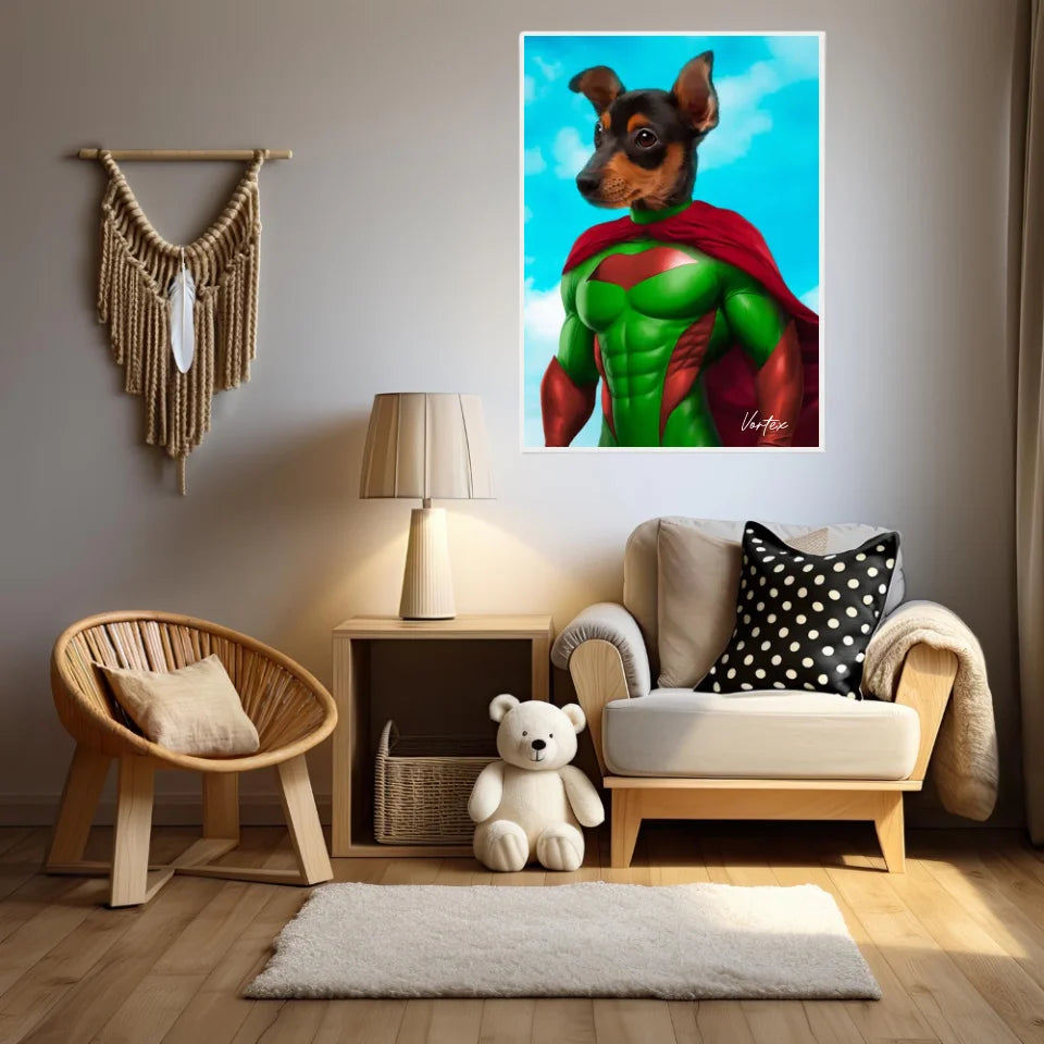 Tableau Animaux Portrait Personnalisé Super Héro