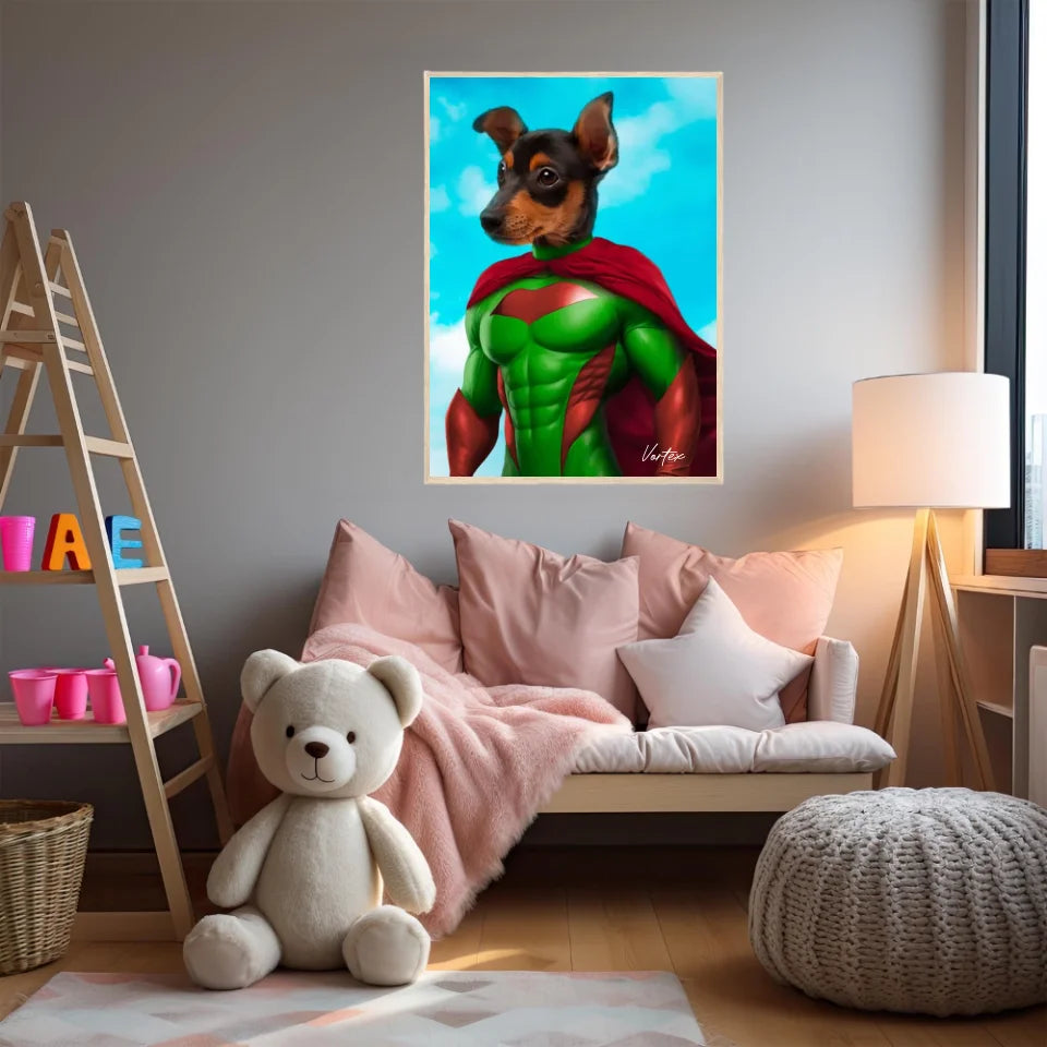Tableau Animaux Portrait Personnalisé Super Héro