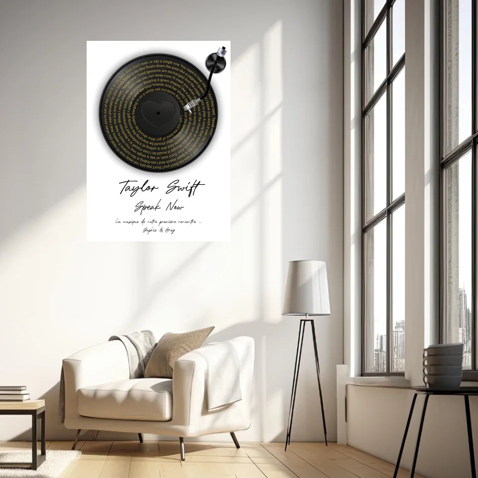 Affiche Paroles De Chansons Couple Personnalisé