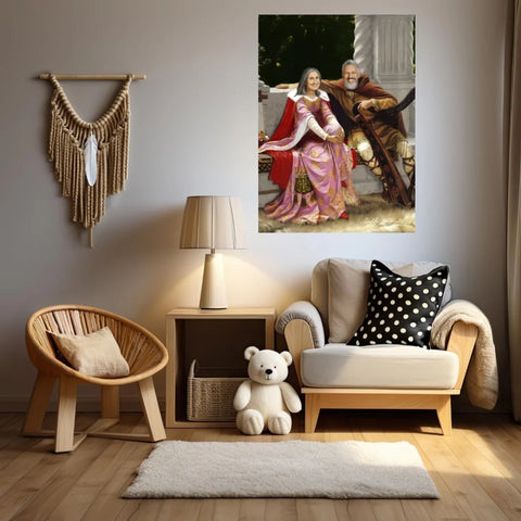 Tableau Personnalisé Portrait Photo Couple Royal Tristan et Isolde de Edmund Blair Leighton