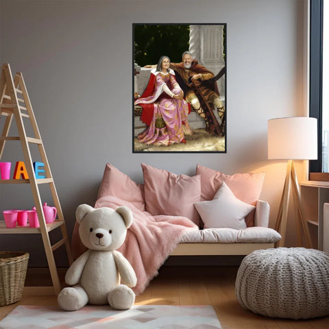 Tableau Personnalisé Portrait Photo Couple Royal Tristan et Isolde de Edmund Blair Leighton
