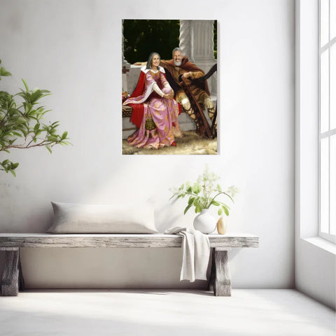 Tableau Personnalisé Portrait Photo Couple Royal Tristan et Isolde de Edmund Blair Leighton