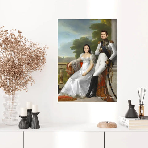 Tableau Personnalisé Portrait Photo Couple Royal Jérôme Bonaparte et Catherine de Wurtemberg