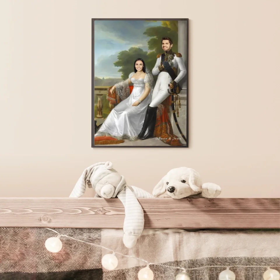 Tableau Personnalisé Portrait Photo Couple Royal Jérôme Bonaparte et Catherine de Wurtemberg