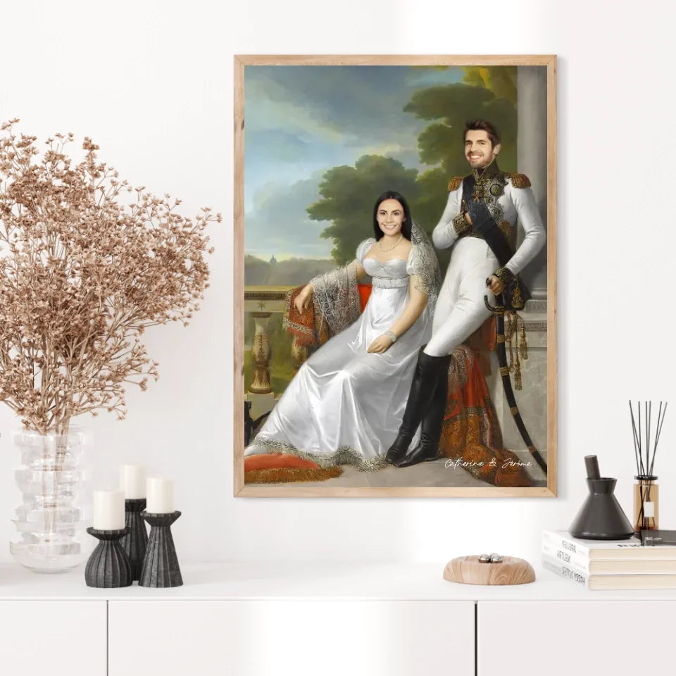 Tableau Personnalisé Portrait Photo Couple Royal Jérôme Bonaparte et Catherine de Wurtemberg
