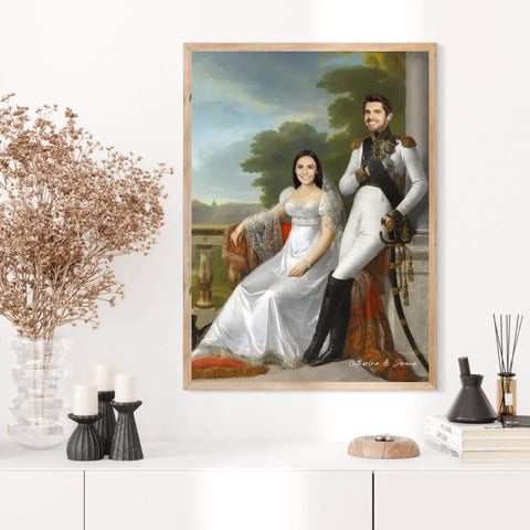 Tableau Personnalisé Portrait Photo Couple Royal Jérôme Bonaparte et Catherine de Wurtemberg