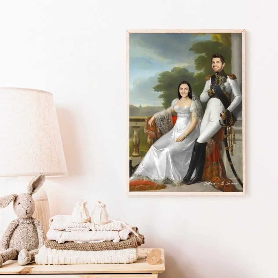 Tableau Personnalisé Portrait Photo Couple Royal Jérôme Bonaparte et Catherine de Wurtemberg