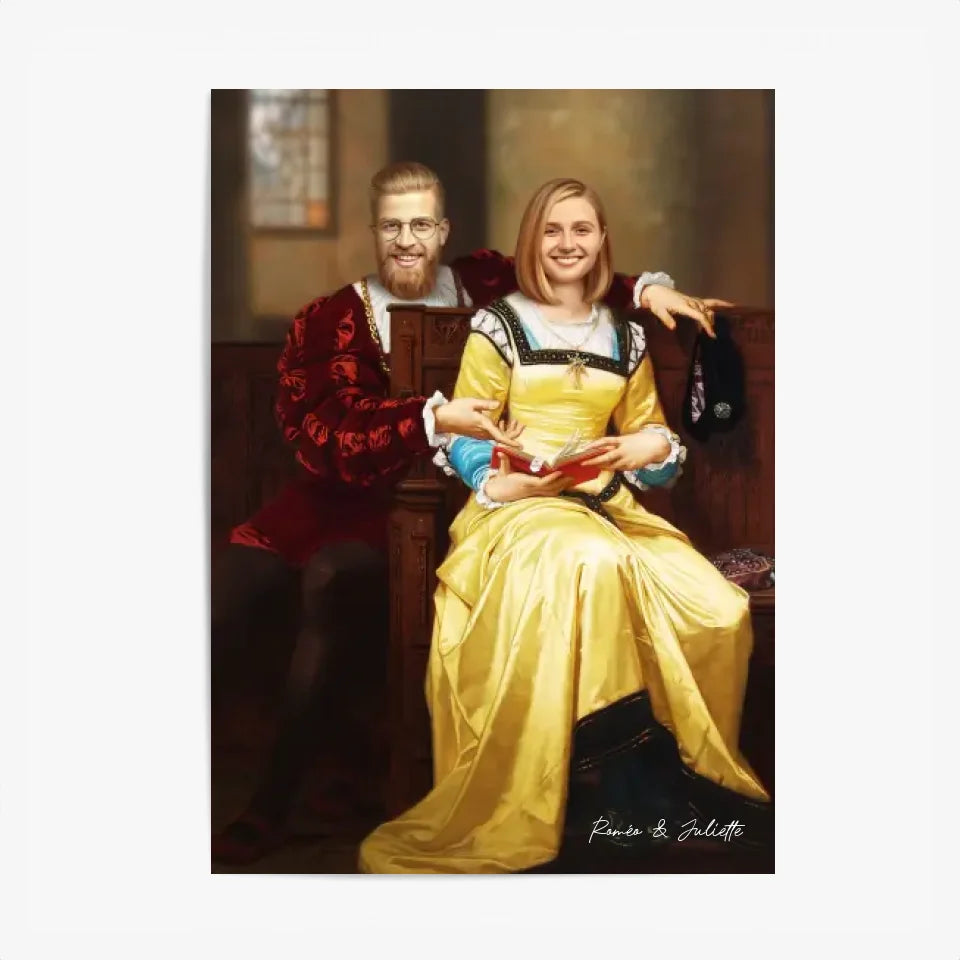 Tableau Personnalisé Portrait Photo Couple Royal Romeo et Juliette par Hugues Merle
