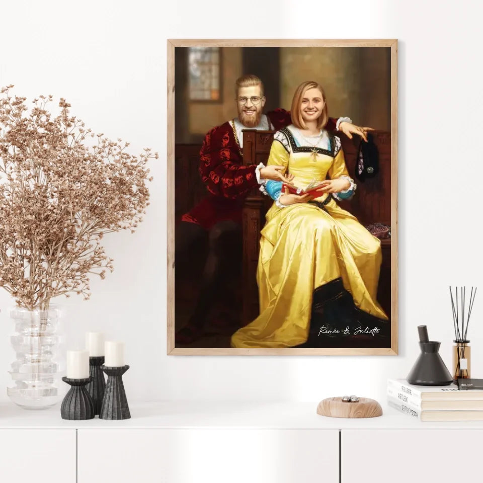 Tableau Personnalisé Portrait Photo Couple Royal Romeo et Juliette par Hugues Merle