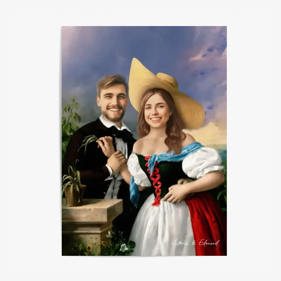 Tableau Personnalisé Portrait Photo Couple Royal Flirtation par Miklos Barabas