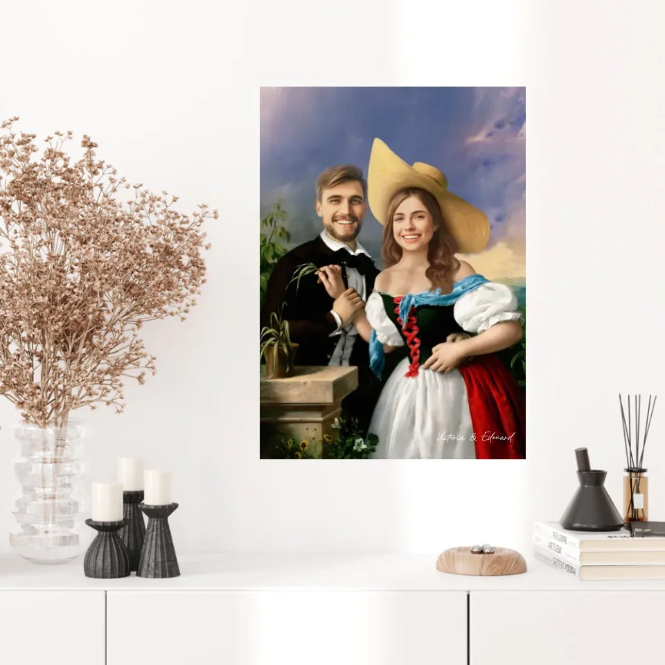 Tableau Personnalisé Portrait Photo Couple Royal Flirtation par Miklos Barabas