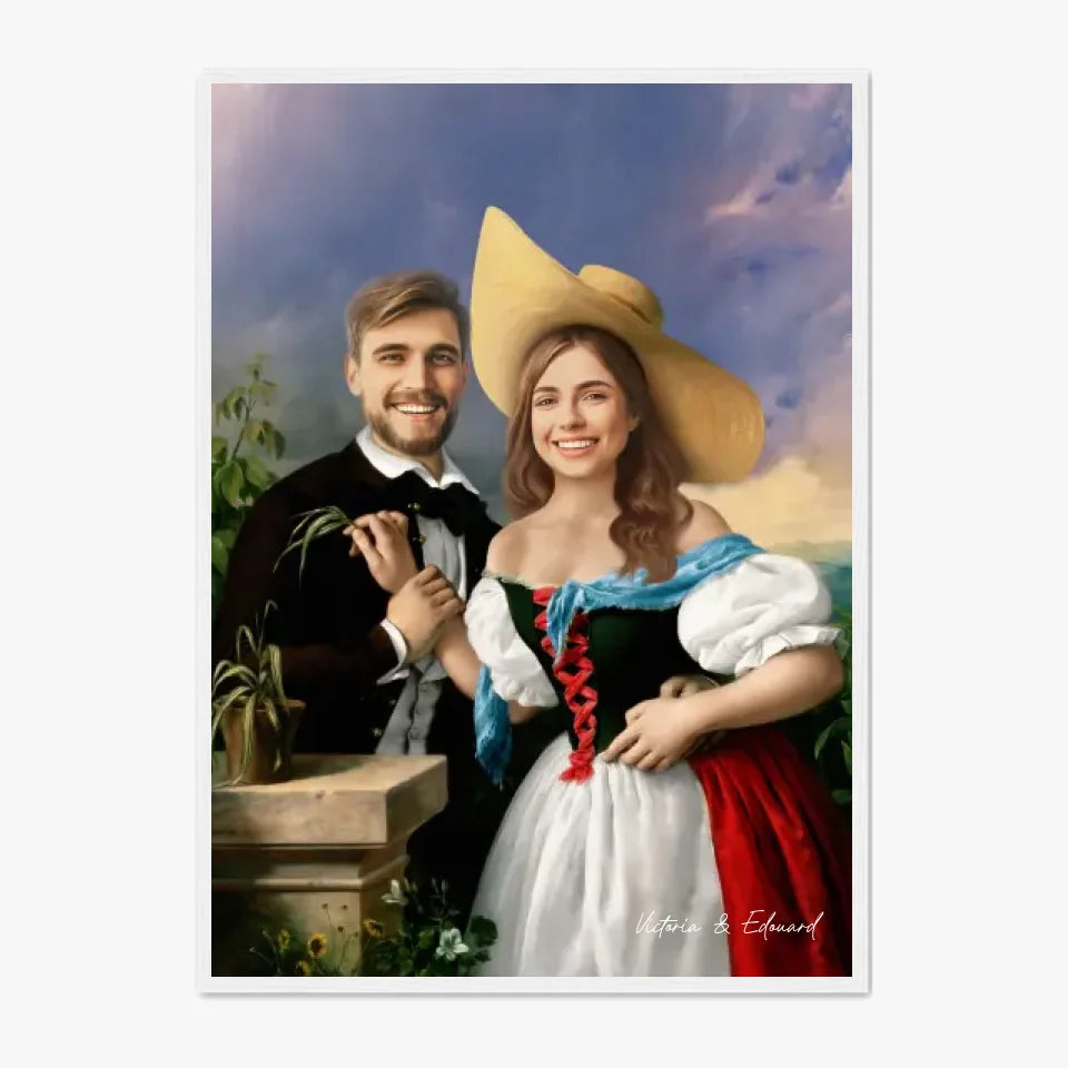 Tableau Personnalisé Portrait Photo Couple Royal Flirtation par Miklos Barabas