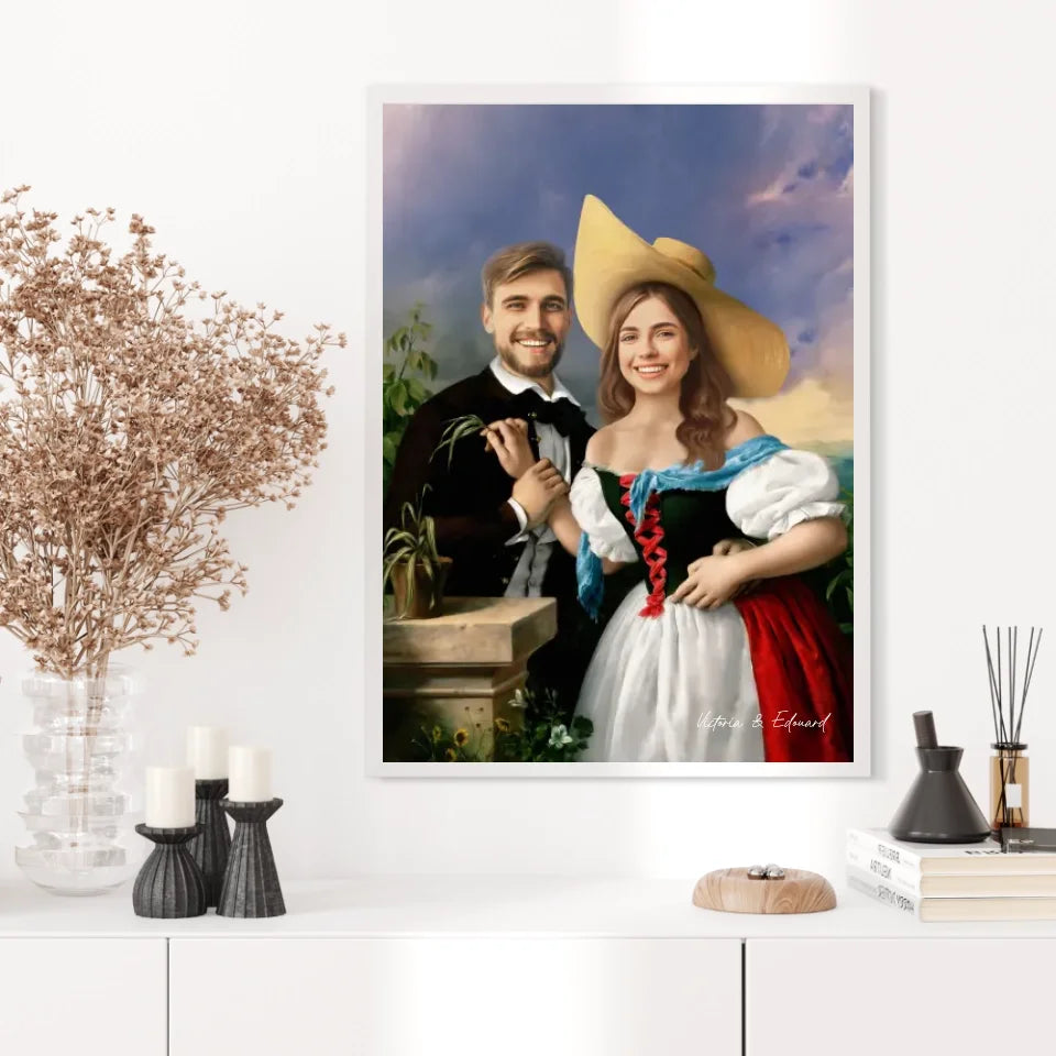 Tableau Personnalisé Portrait Photo Couple Royal Flirtation par Miklos Barabas