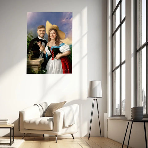 Tableau Personnalisé Portrait Photo Couple Royal Flirtation par Miklos Barabas