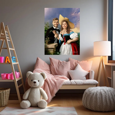 Tableau Personnalisé Portrait Photo Couple Royal Flirtation par Miklos Barabas