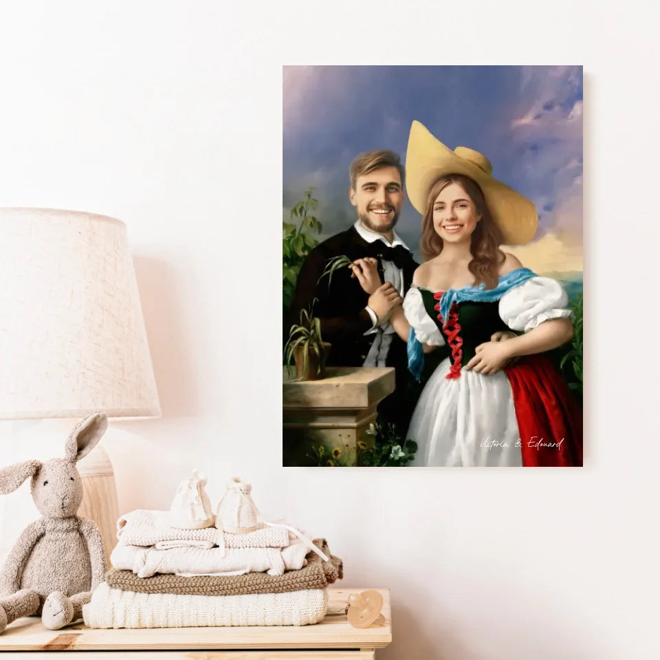 Tableau Personnalisé Portrait Photo Couple Royal Flirtation par Miklos Barabas