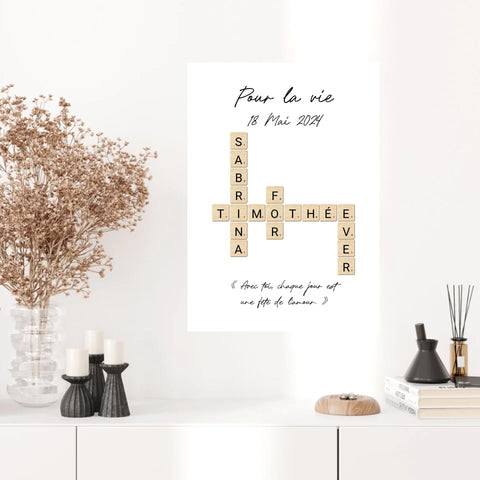 Tableau Personnalisé Scrabble Couple – Idée cadeau unique et originale