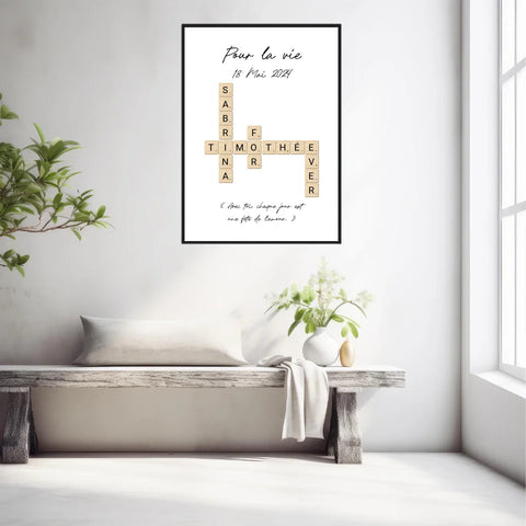 Tableau Personnalisé Scrabble Couple – Idée cadeau unique et originale