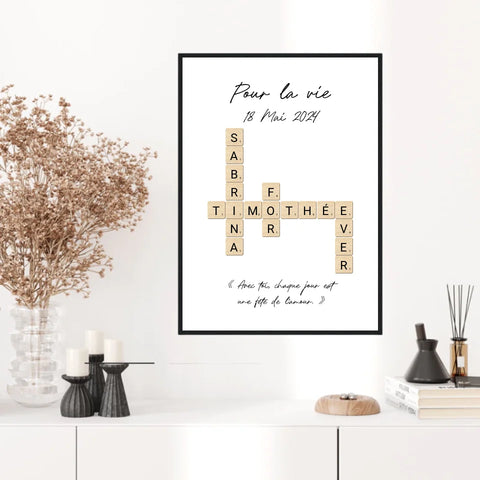 Tableau Personnalisé Scrabble Couple – Idée cadeau unique et originale