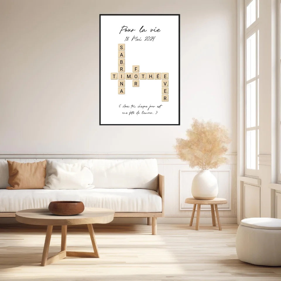 Tableau Personnalisé Scrabble Couple – Idée cadeau unique et originale