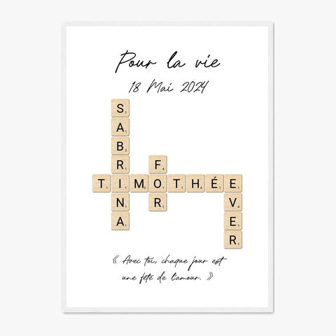 Tableau Personnalisé Scrabble Couple – Idée cadeau unique et originale