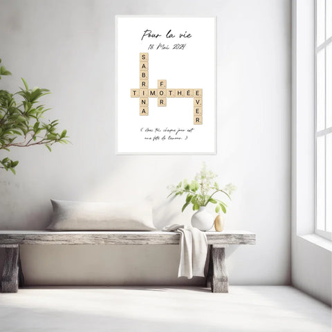Tableau Personnalisé Scrabble Couple – Idée cadeau unique et originale