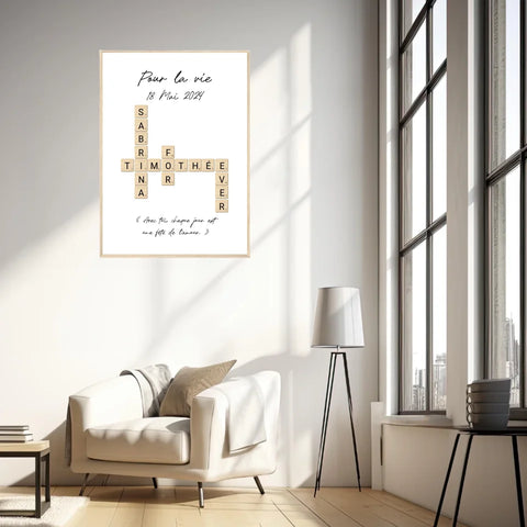 Tableau Personnalisé Scrabble Couple – Idée cadeau unique et originale