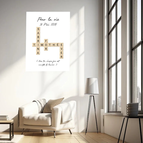 Tableau Personnalisé Scrabble Couple – Idée cadeau unique et originale