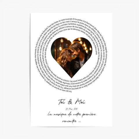 Affiche Personnalisée Poster Paroles de Chansons Toi Et Moi