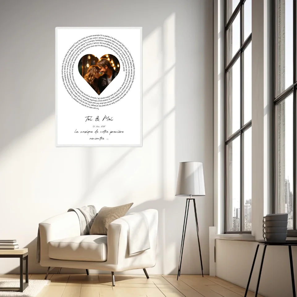 Affiche Personnalisée Poster Paroles de Chansons Toi Et Moi