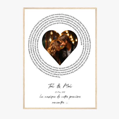 Affiche Personnalisée Poster Paroles de Chansons Toi Et Moi