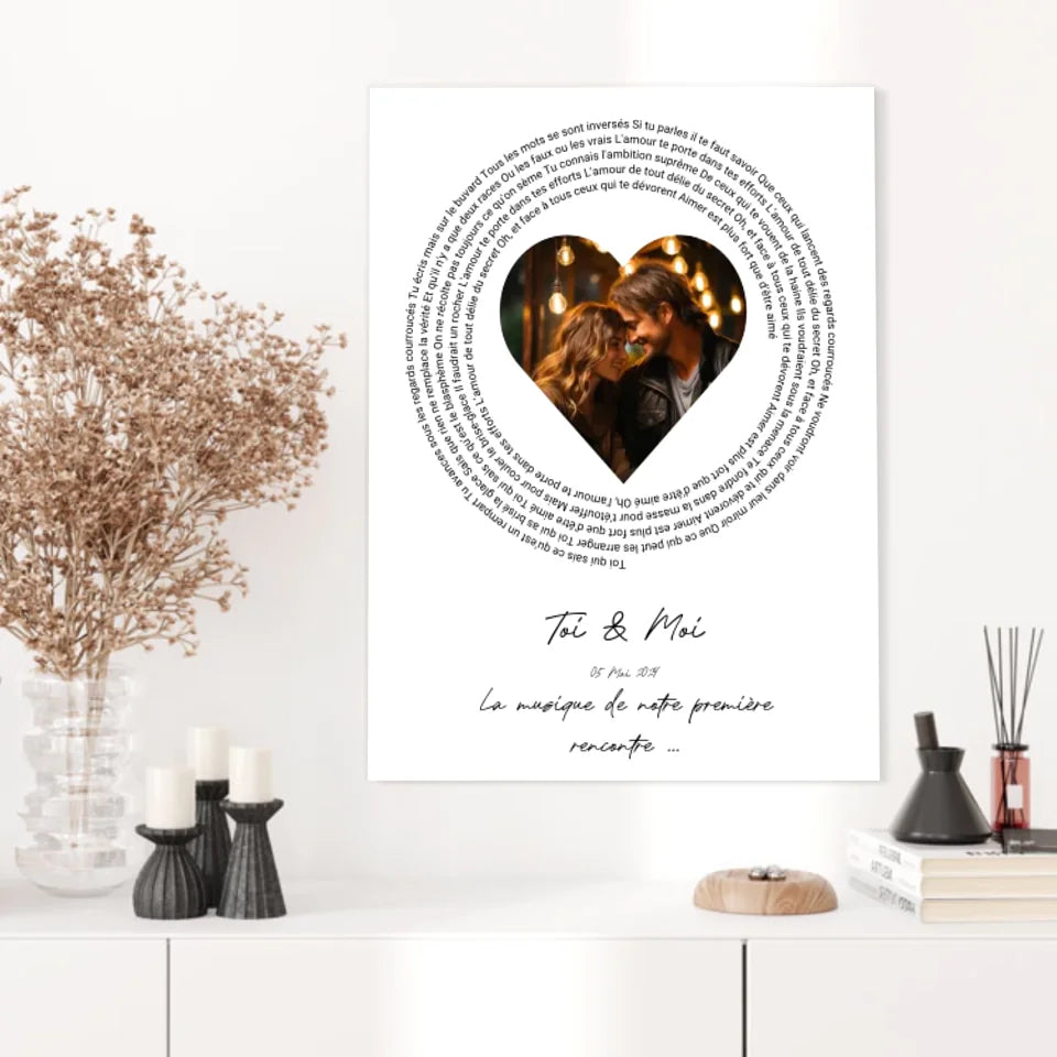 Affiche Personnalisée Poster Paroles de Chansons Toi Et Moi