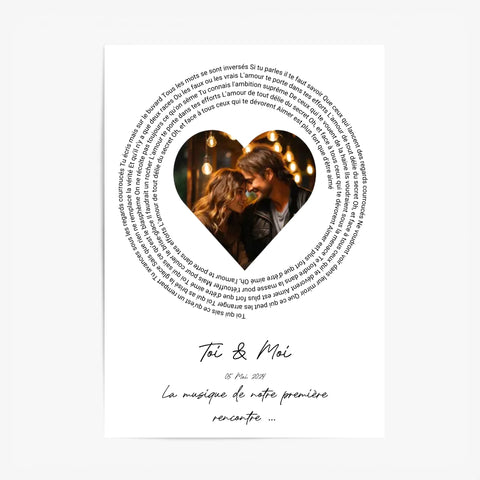 Affiche Personnalisée Poster Paroles de Chansons Toi Et Moi
