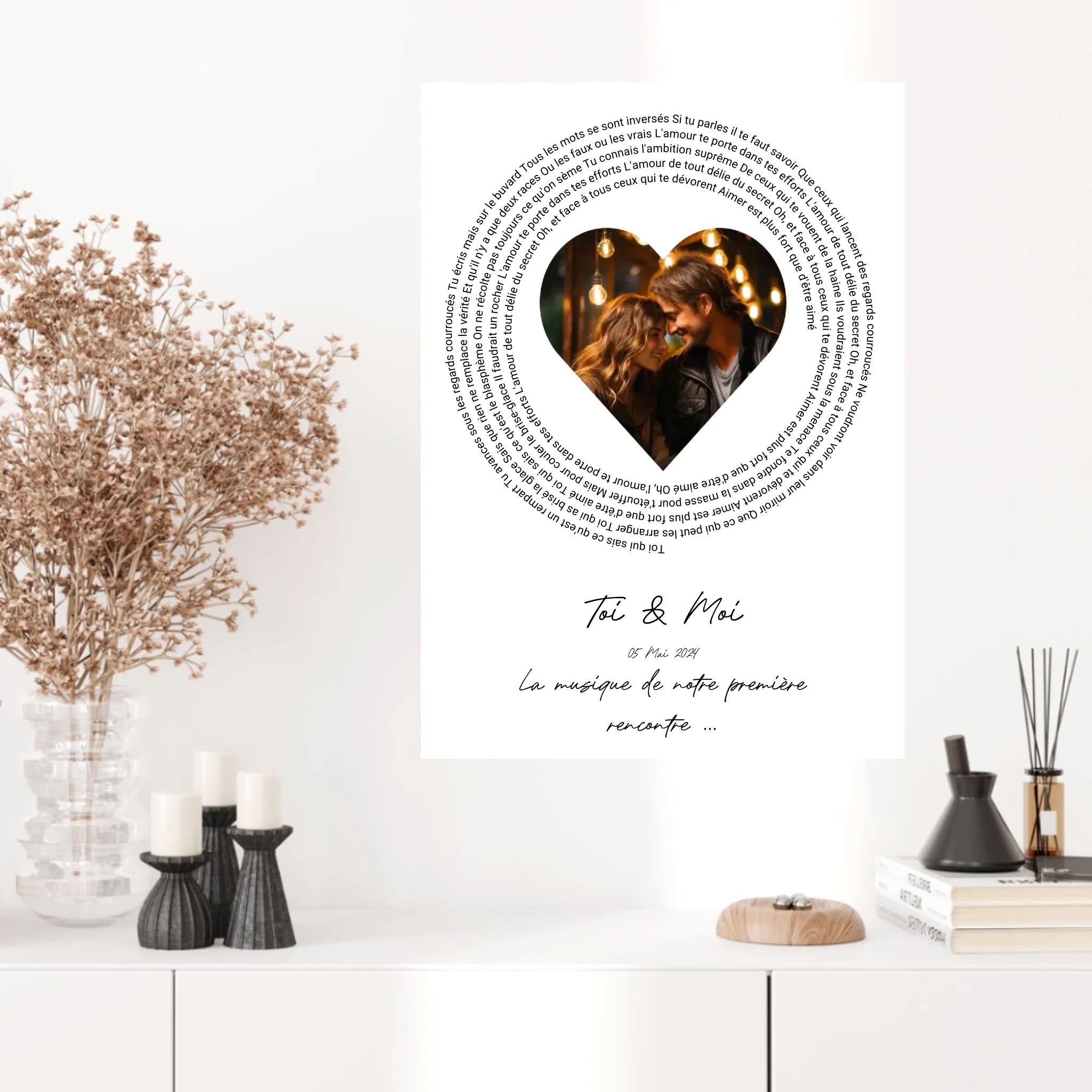 Affiche Personnalisée Poster Paroles de Chansons Toi Et Moi