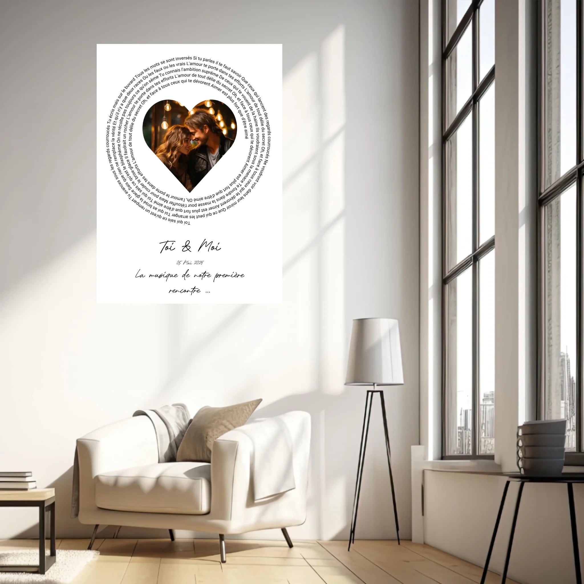 Affiche Personnalisée Poster Paroles de Chansons Toi Et Moi