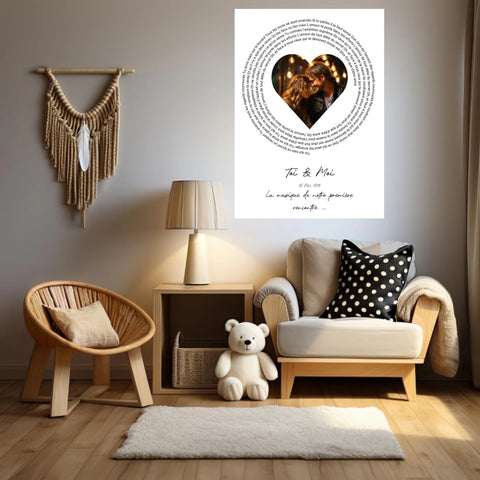 Affiche Personnalisée Poster Paroles de Chansons Toi Et Moi