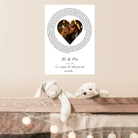 Affiche Personnalisée Poster Paroles de Chansons Toi Et Moi