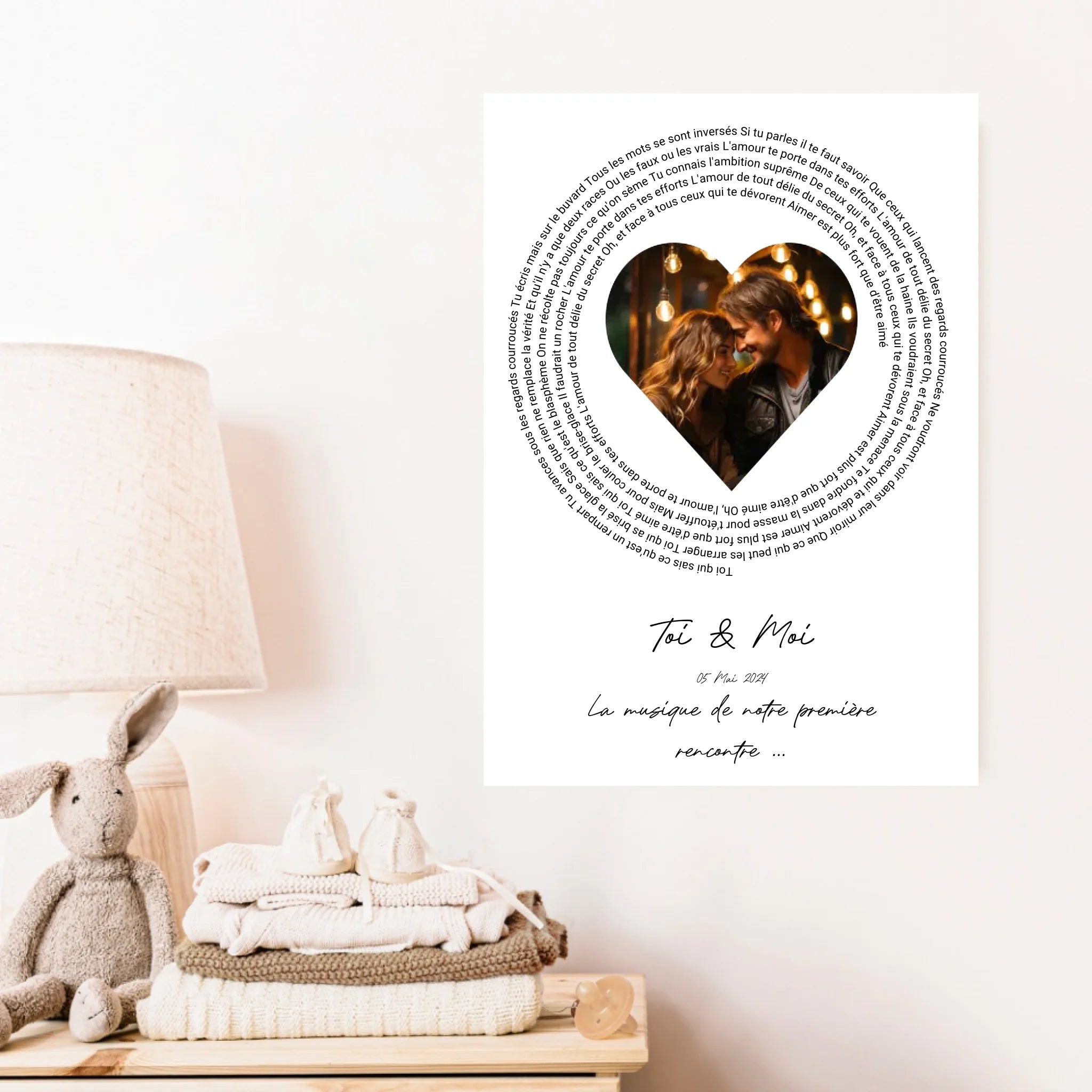 Affiche Personnalisée Poster Paroles de Chansons Toi Et Moi