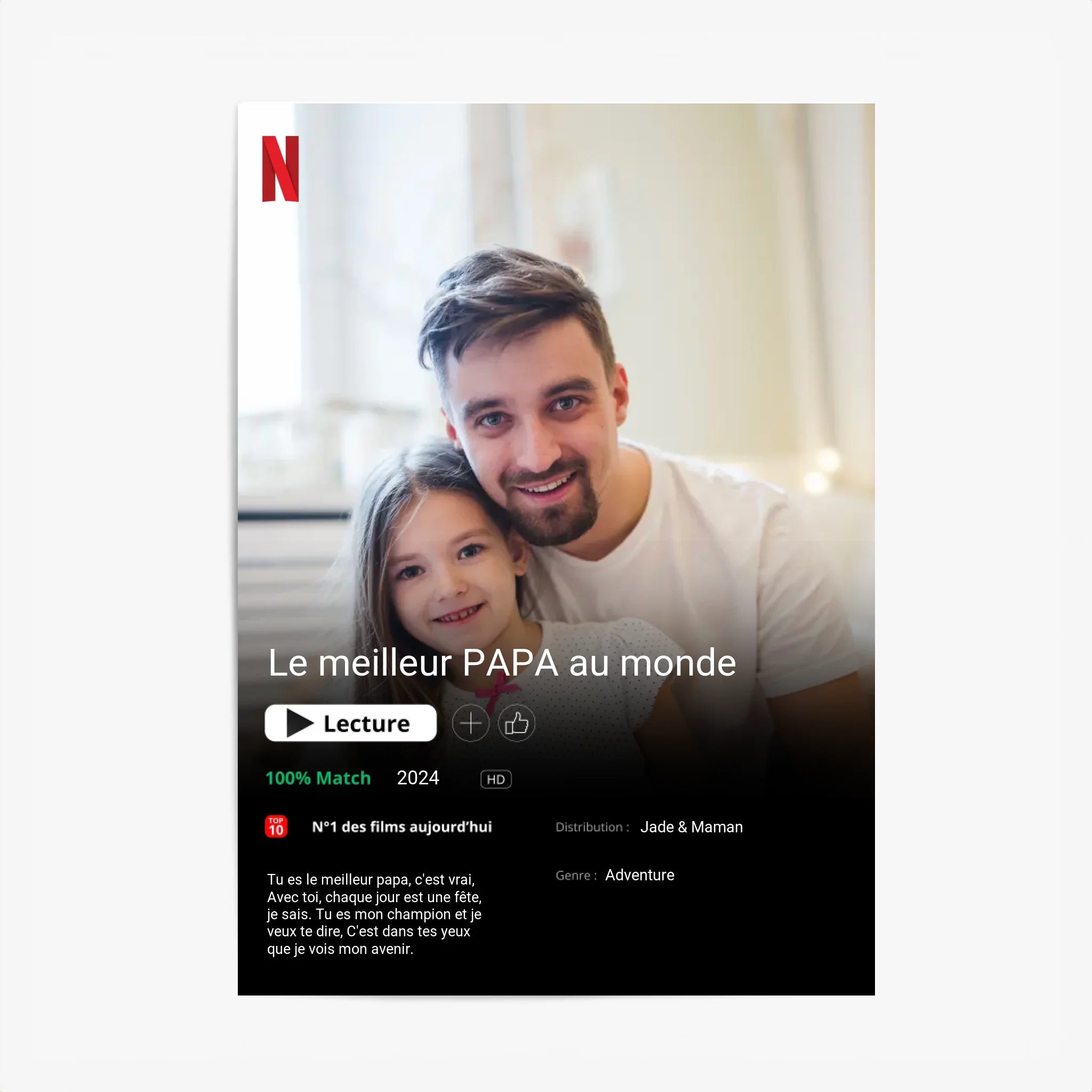 Affiche Personnalisée Poster Netflix Papa