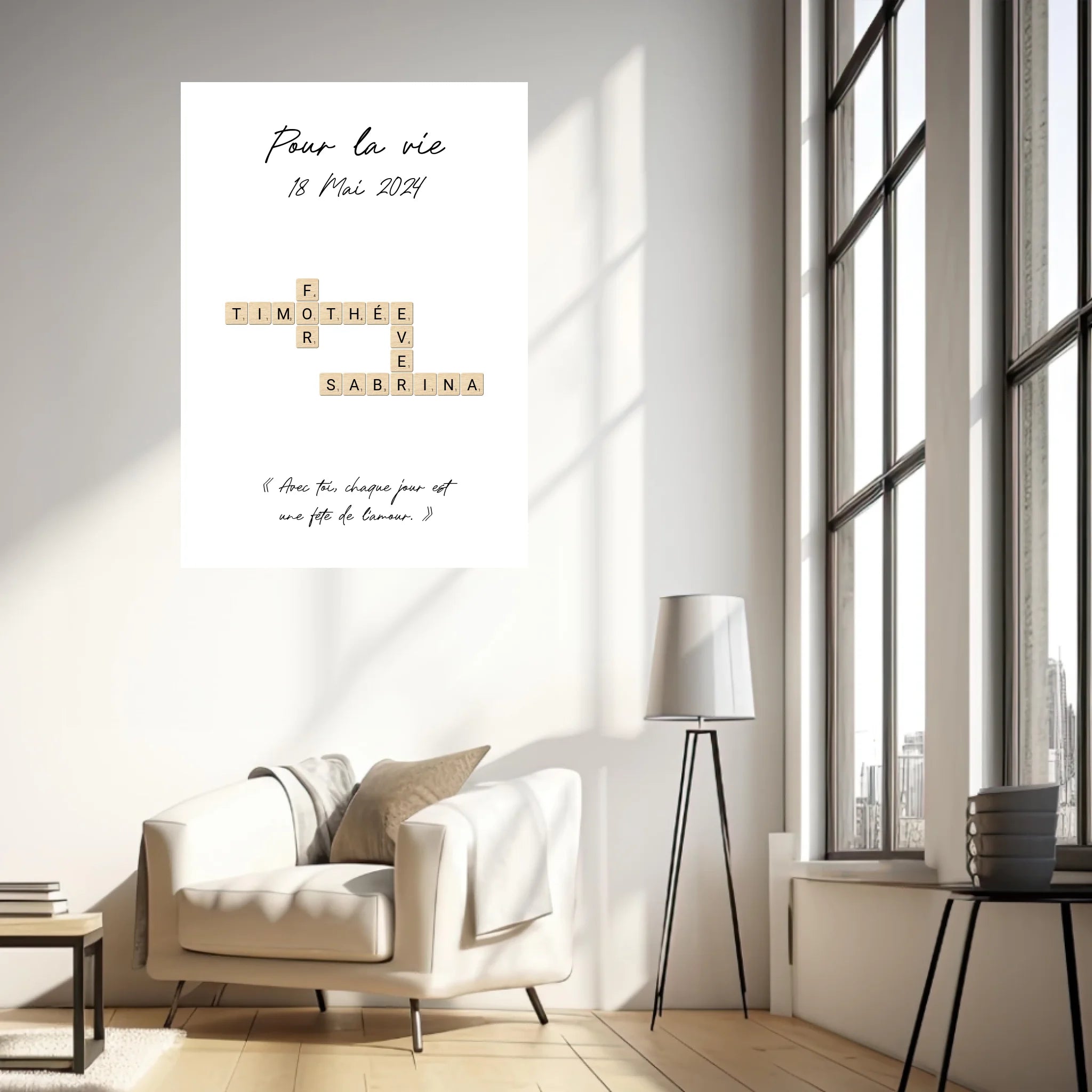 Tableau Personnalisé Scrabble Couple – Idée cadeau unique et originale