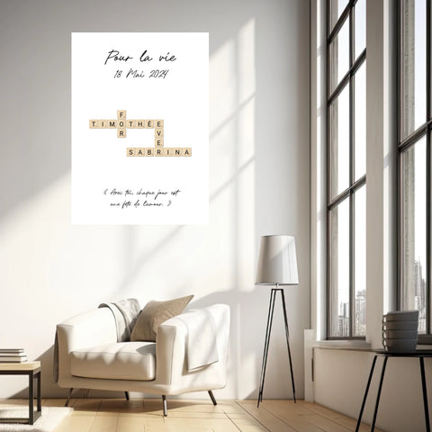 Tableau Personnalisé Scrabble Couple – Idée cadeau unique et originale