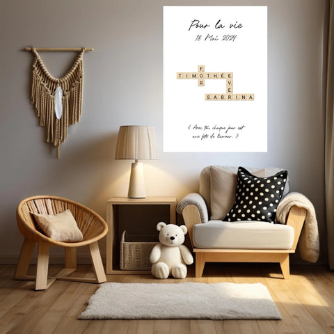 Tableau Personnalisé Scrabble Couple – Idée cadeau unique et originale