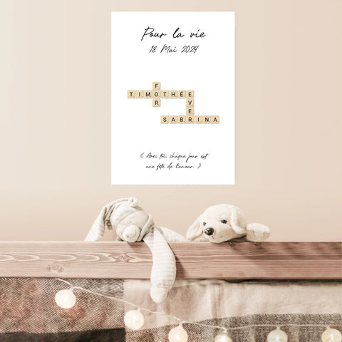 Tableau Personnalisé Scrabble Couple – Idée cadeau unique et originale