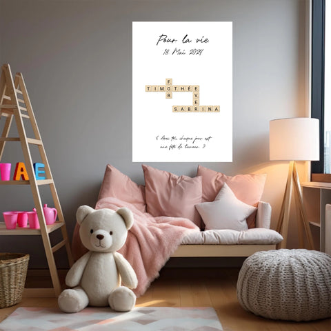 Tableau Personnalisé Scrabble Couple – Idée cadeau unique et originale