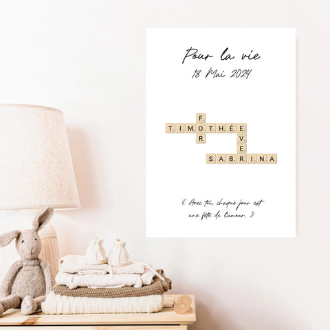 Tableau Personnalisé Scrabble Couple – Idée cadeau unique et originale