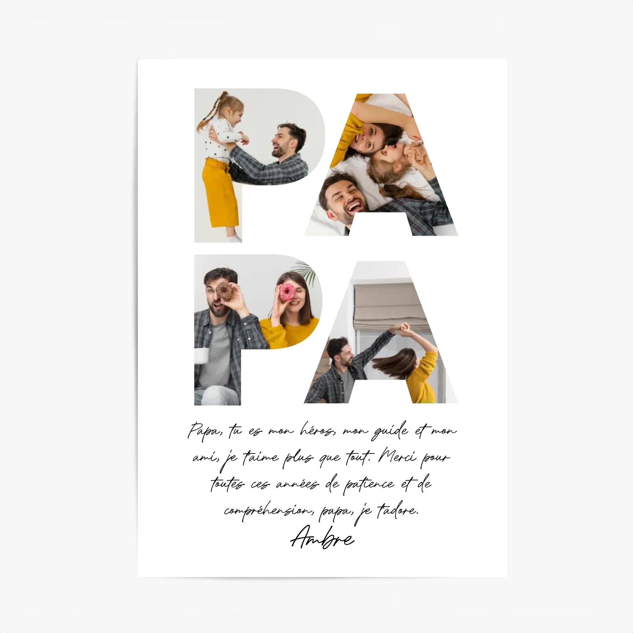 Tableau Famille Personnalisé Lettre Photo Papa