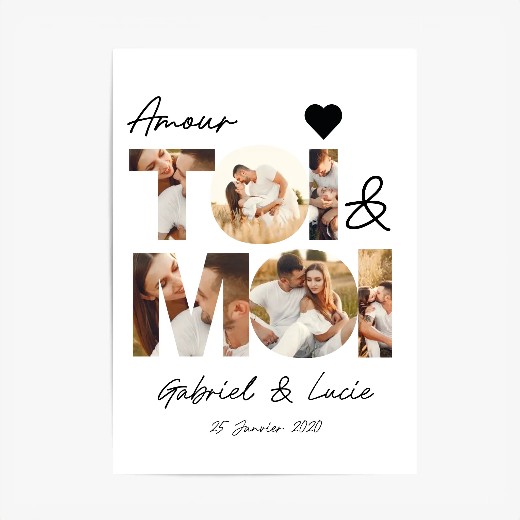 Affiche Personnalisée Couple Photos Toi & Moi