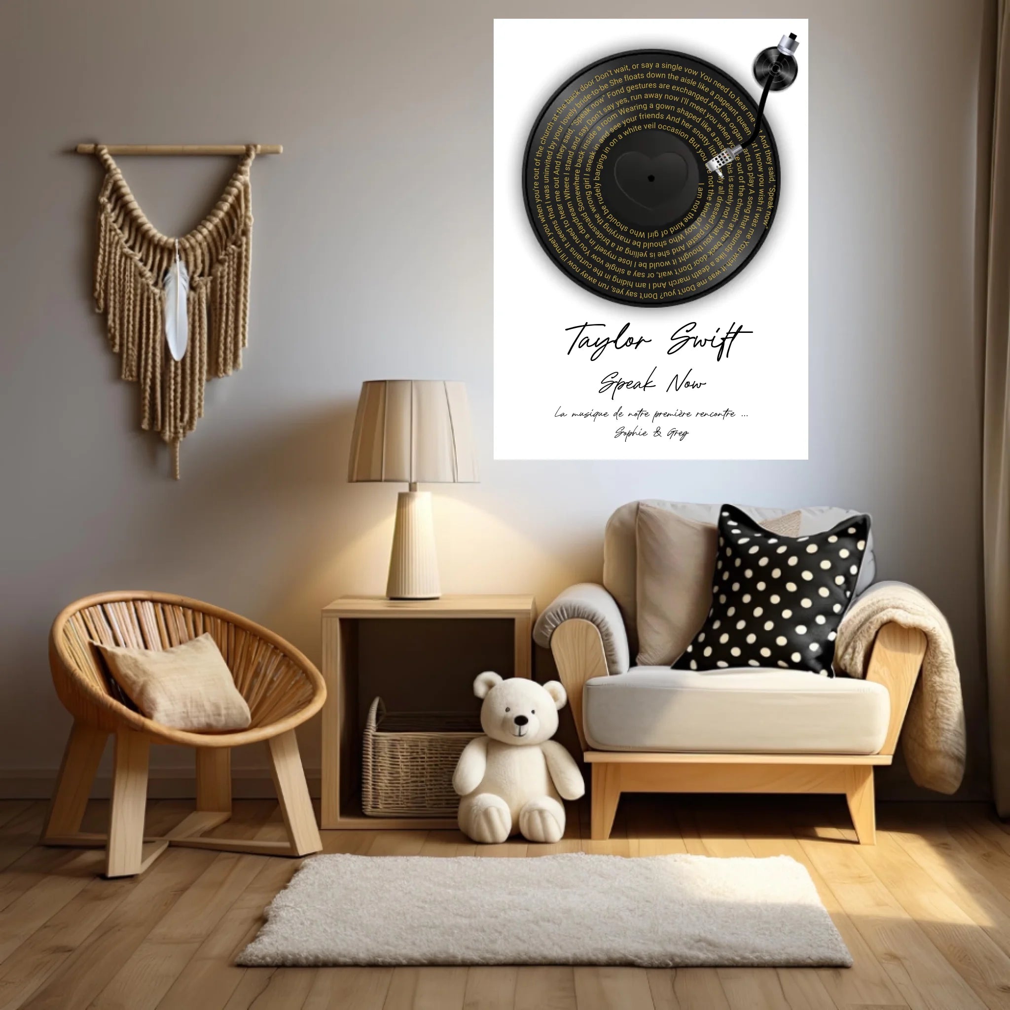 Affiche Paroles De Chansons Couple Personnalisé