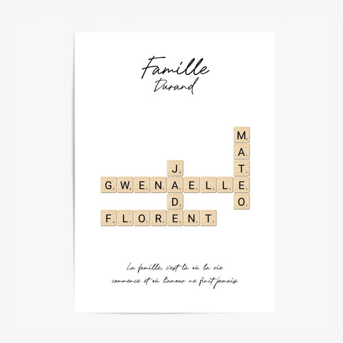Tableau Personnalisé Scrabble Famille