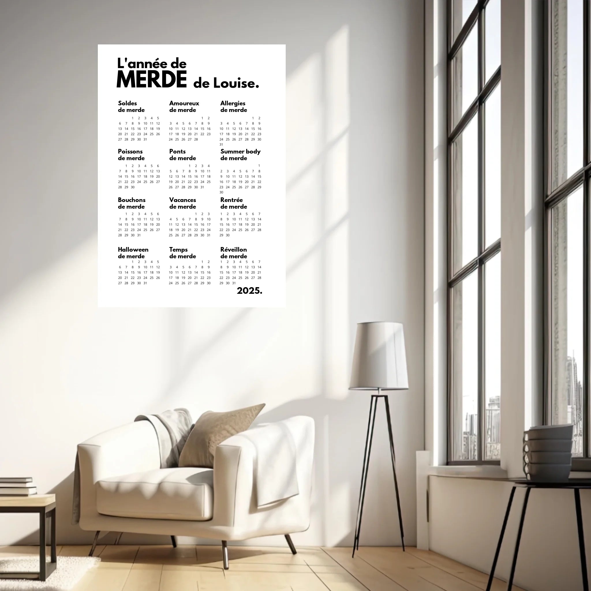 Affiche Personnalisée Calendrier Année de Merde